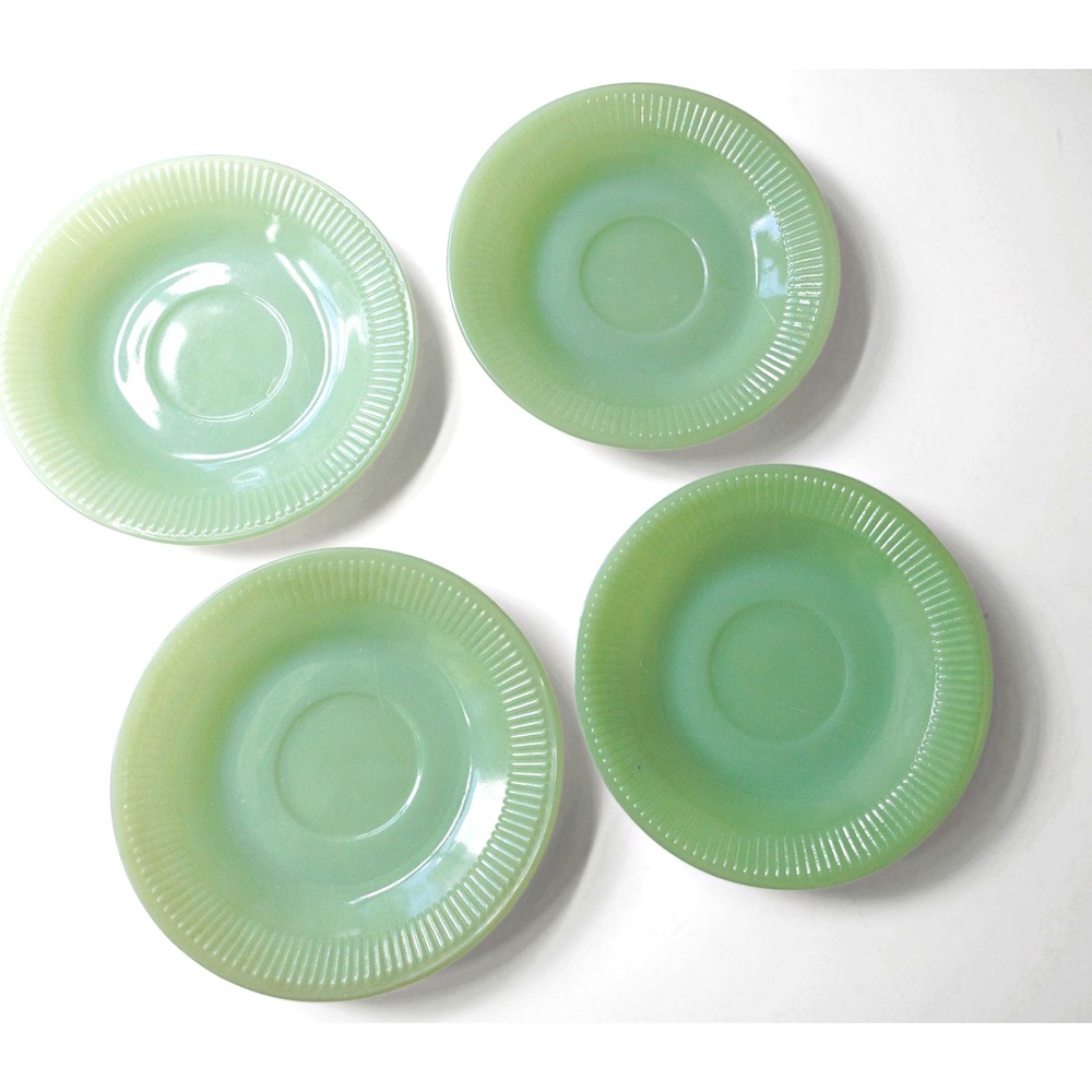 1950s Jadeite Saucers Jane Ray Fire King Anchor Hocking Green Glass